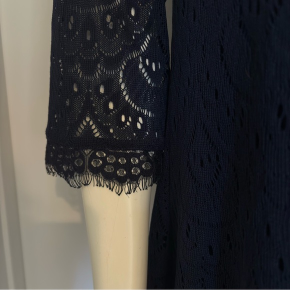 Maggy London Navy Blue Scalloped Lace Sheath Dress 10 Wedding Guest - Picture 4 of 8